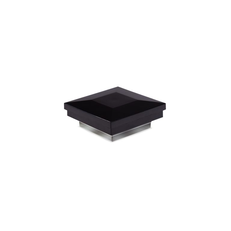 Sq. Ornamental Downward Low Voltage Post Cap (ACT) & 2-Way Splitter - Glossy Black