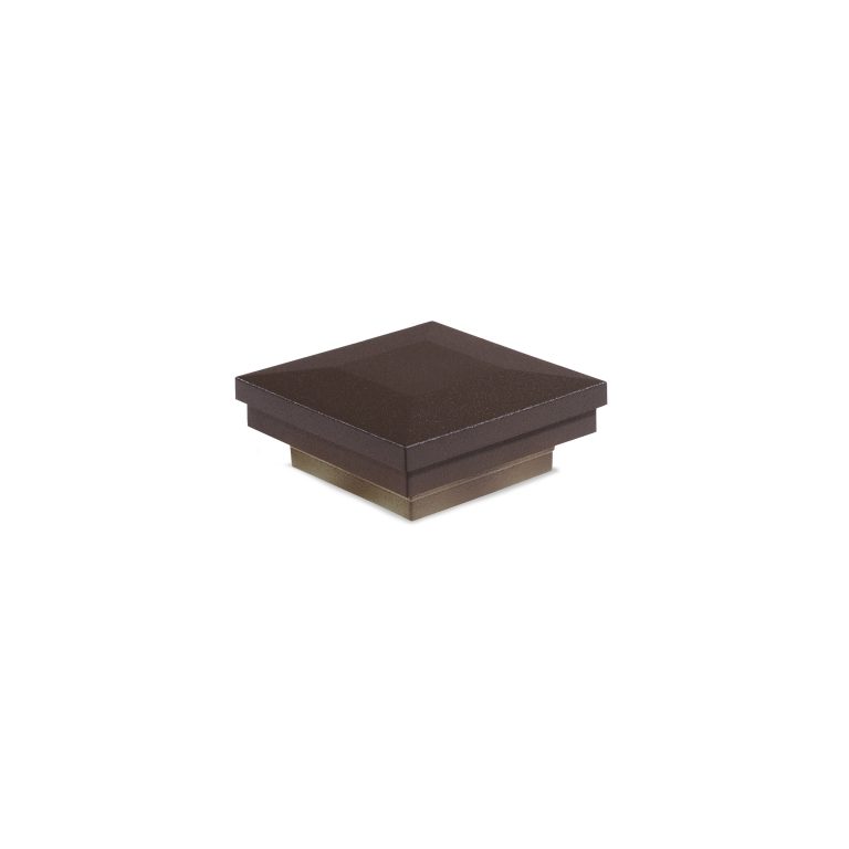 Sq. Ornamental Downward Low Voltage Post Cap (ACT) & 2-Way Splitter - Textured Matte Bronze