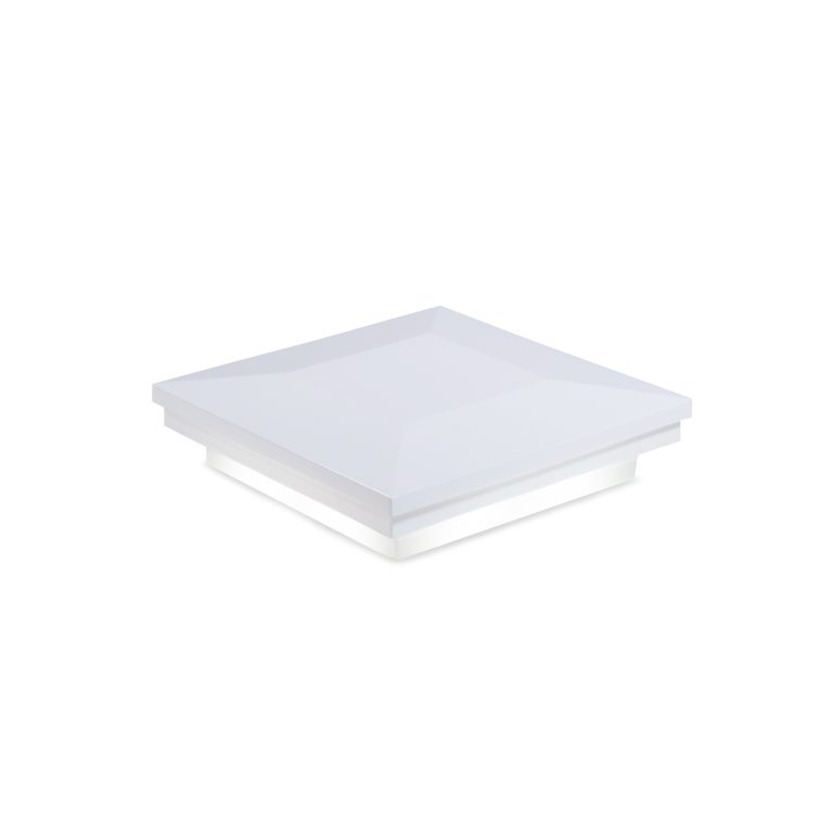 Sq. Ornamental Downward Low Voltage Post Cap (ACT) & 2-Way Splitter - Glossy White