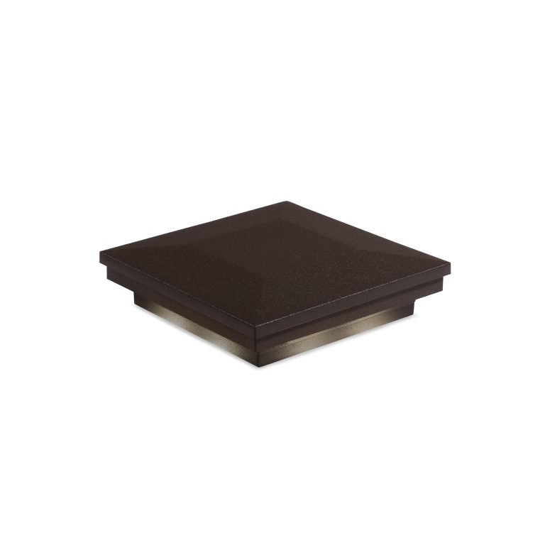 Sq. Ornamental Downward Low Voltage Post Cap (ACT) & 2-Way Splitter - Textured Matte Bronze