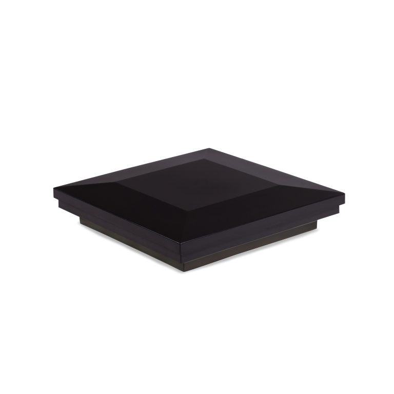 Sq. Ornamental Downward Low Voltage Light Post Cap (ACT) & 2-Way Splitter - Black Matte