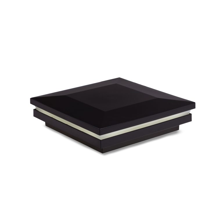 Sq. Ornamental Low Voltage Combo Light Post Cap (ACT) & 2-Way Splitter - Black Matte