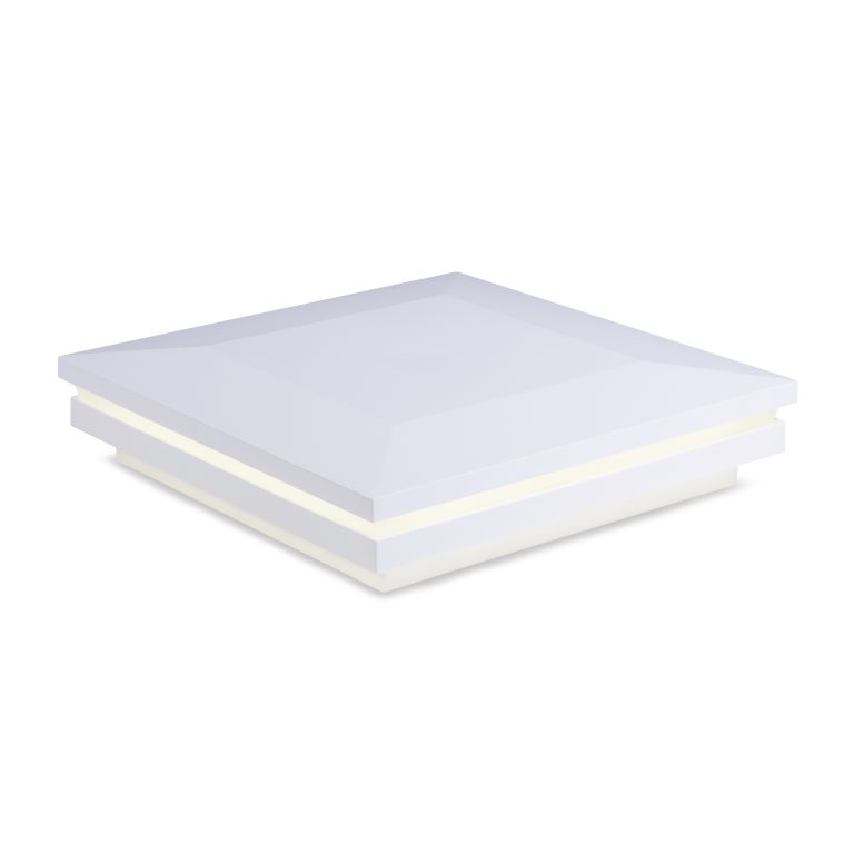 Sq. Ornamental Low Voltage Combo Light Post Cap (ACT) & 2-Way Splitter - Matte White