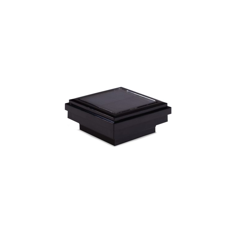 Sq. Ornamental Downward Solar Light Post Cap - Glossy Black
