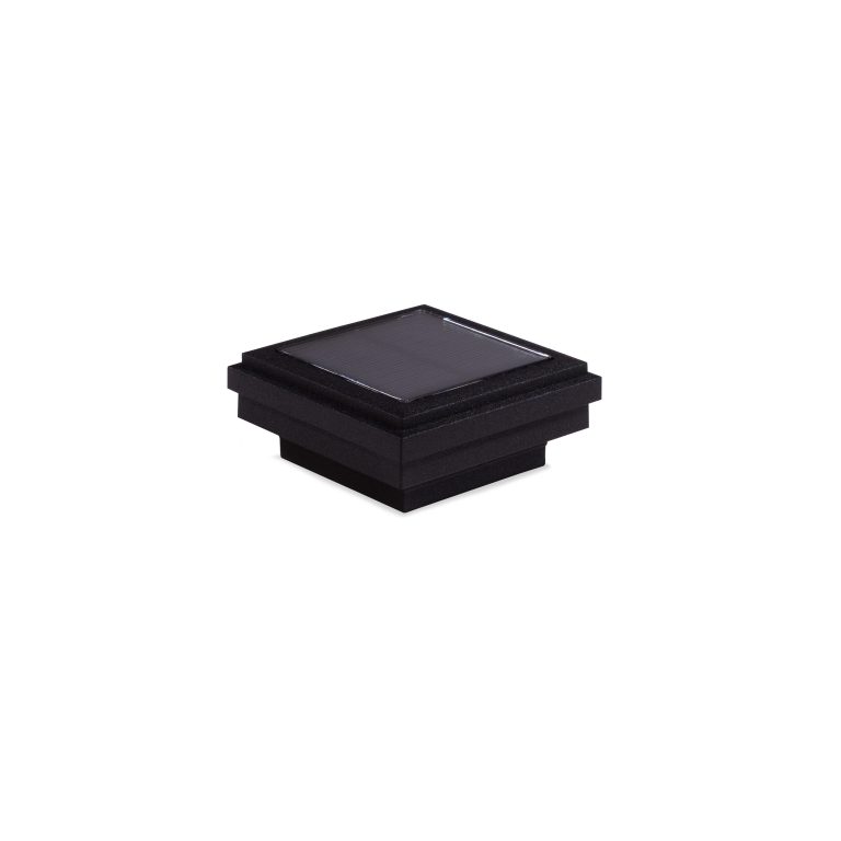 Sq. Ornamental Downward Solar Light Post Cap - Textured Matte Black