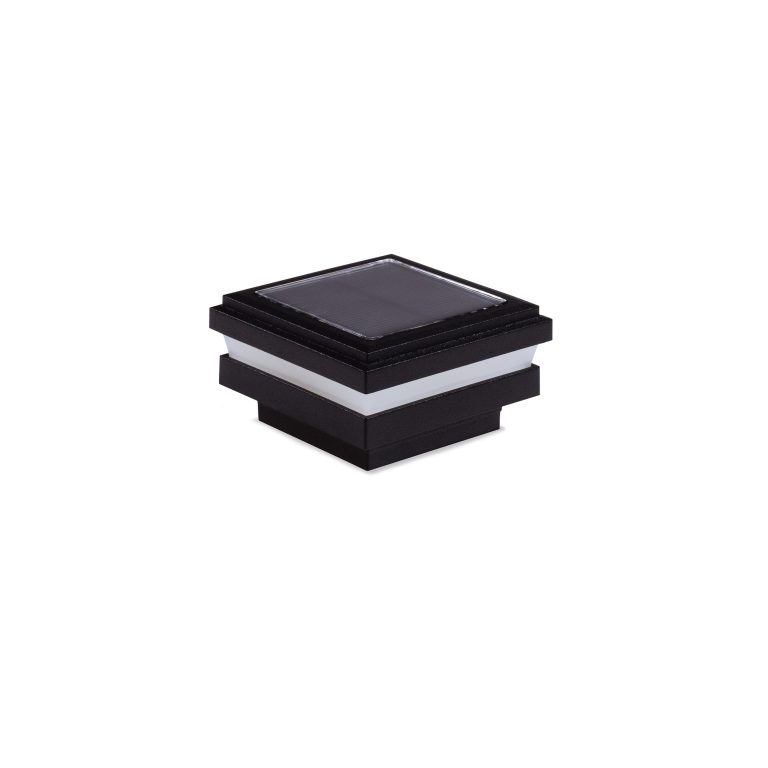 Sq. Ornamental Solar Light Post Cap - Textured Matte Black