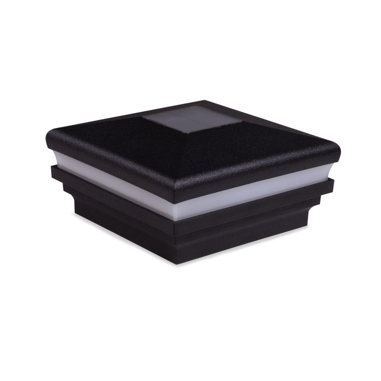 Sq. Neptune Halo Solar Light Post Cap - Textured Matte Black