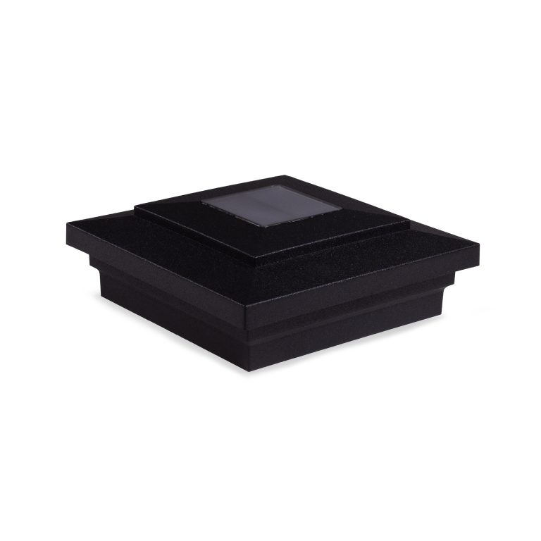 Sq. Cape May Downward Solar Light Post Cap - Textured Matte Black