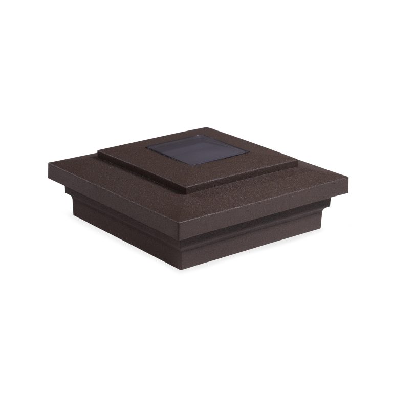 Sq. Cape May Downward Solar Light Post Cap - Textured Matte Bronze