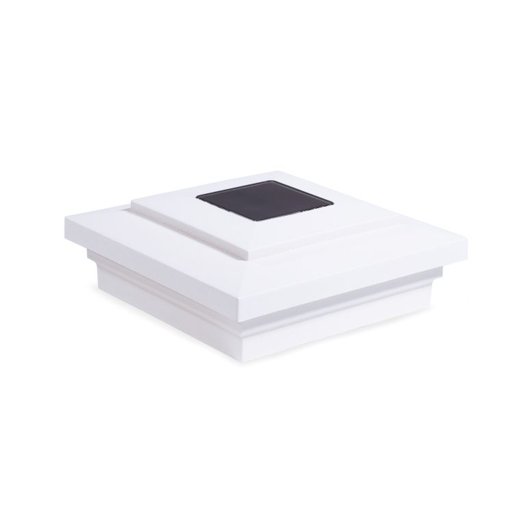 Sq. Cape May Downward Solar Light Post Cap - Textured Matte White