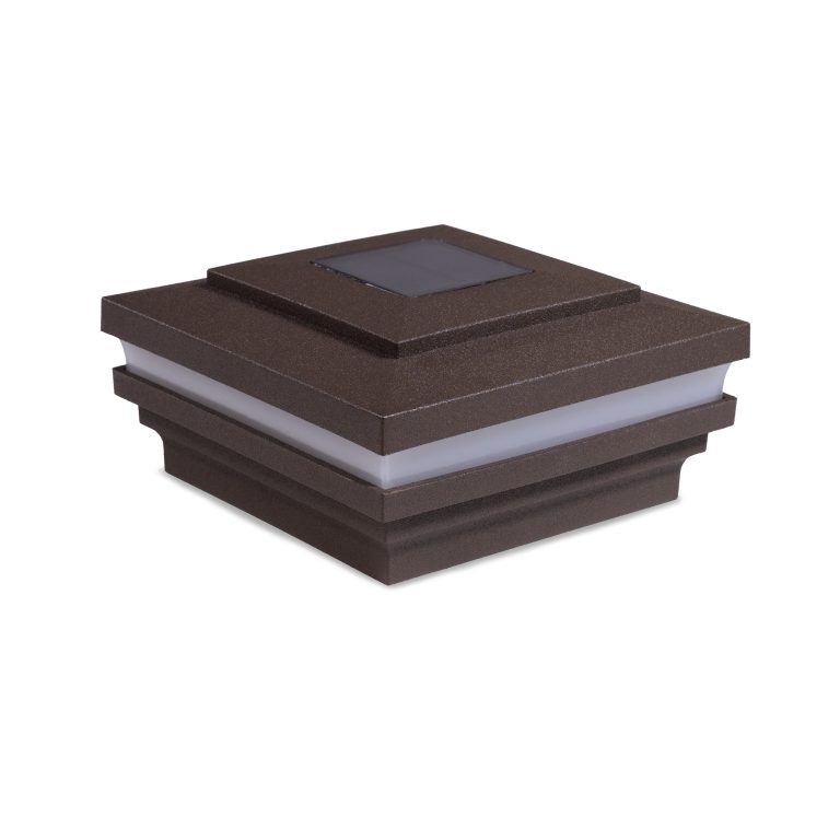 Sq. Cape May Halo Solar Light Post Cap - Textured Matte Bronze