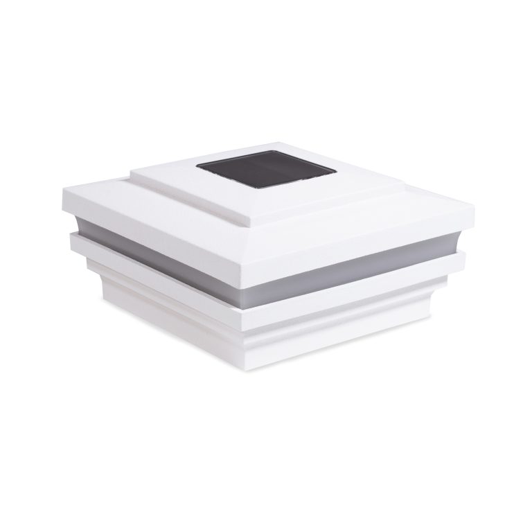 Sq. Cape May Halo Solar Light Post Cap - Textured Matte White
