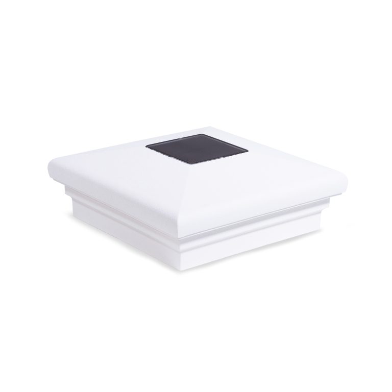 Sq. Neptune Downward Solar Light Post Cap - Textured Matte White