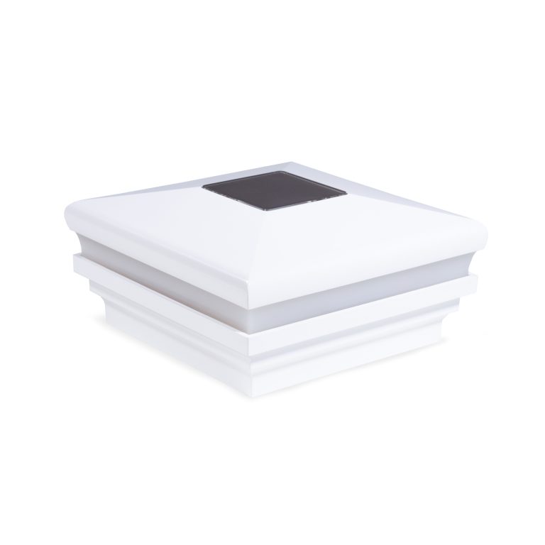 Sq. Neptune Halo Solar Light Post Cap - Glossy White