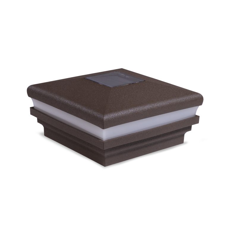 Sq. Neptune Halo Solar Light Post Cap - Textured Matte Bronze