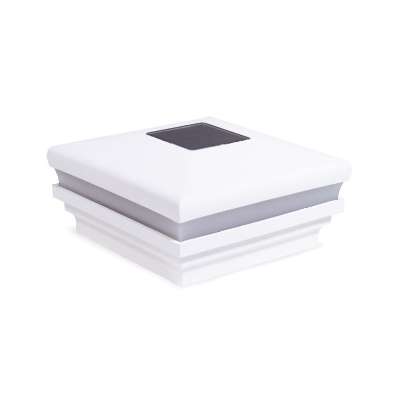 Sq. Neptune Halo Solar Light Post Cap - Textured Matte White